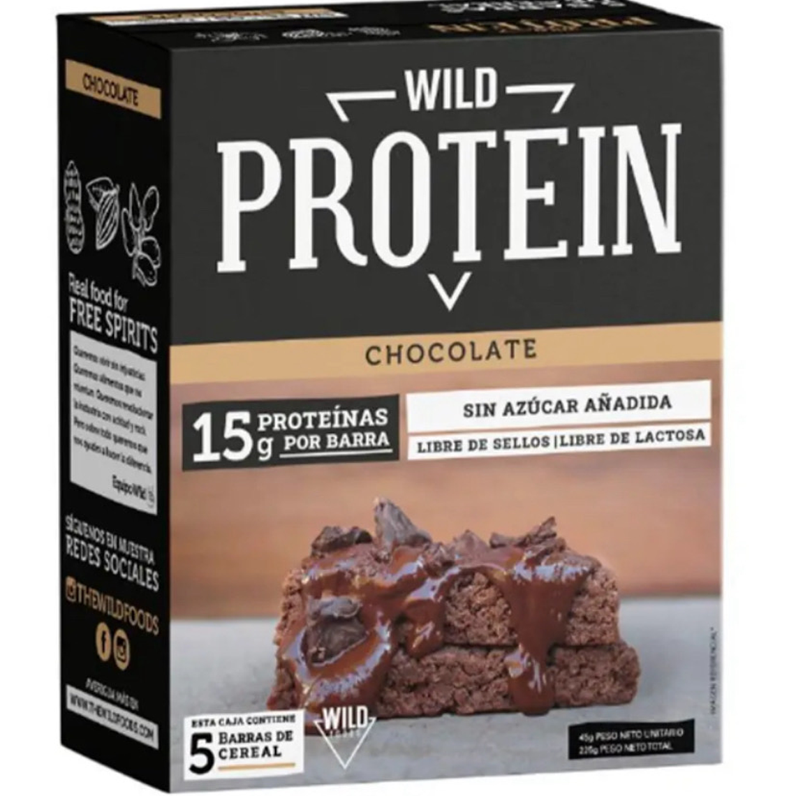 Barras de Proteína Chocolate 5 unidades Wild Foods 1