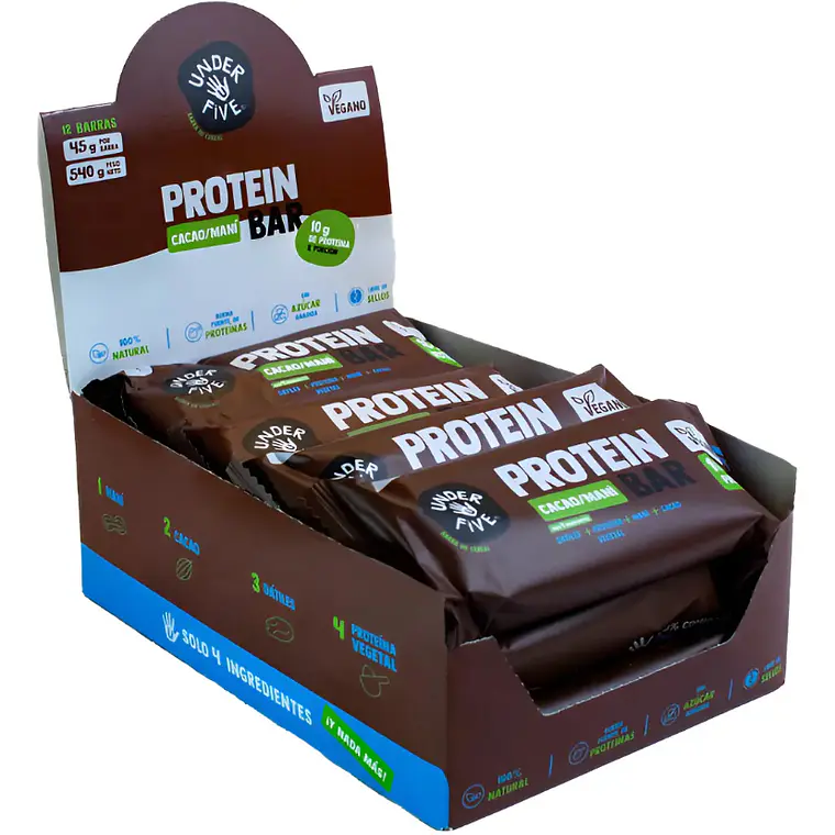 Display Barras de Proteína 12 Unidades CACAO MANÍ Underfive 1