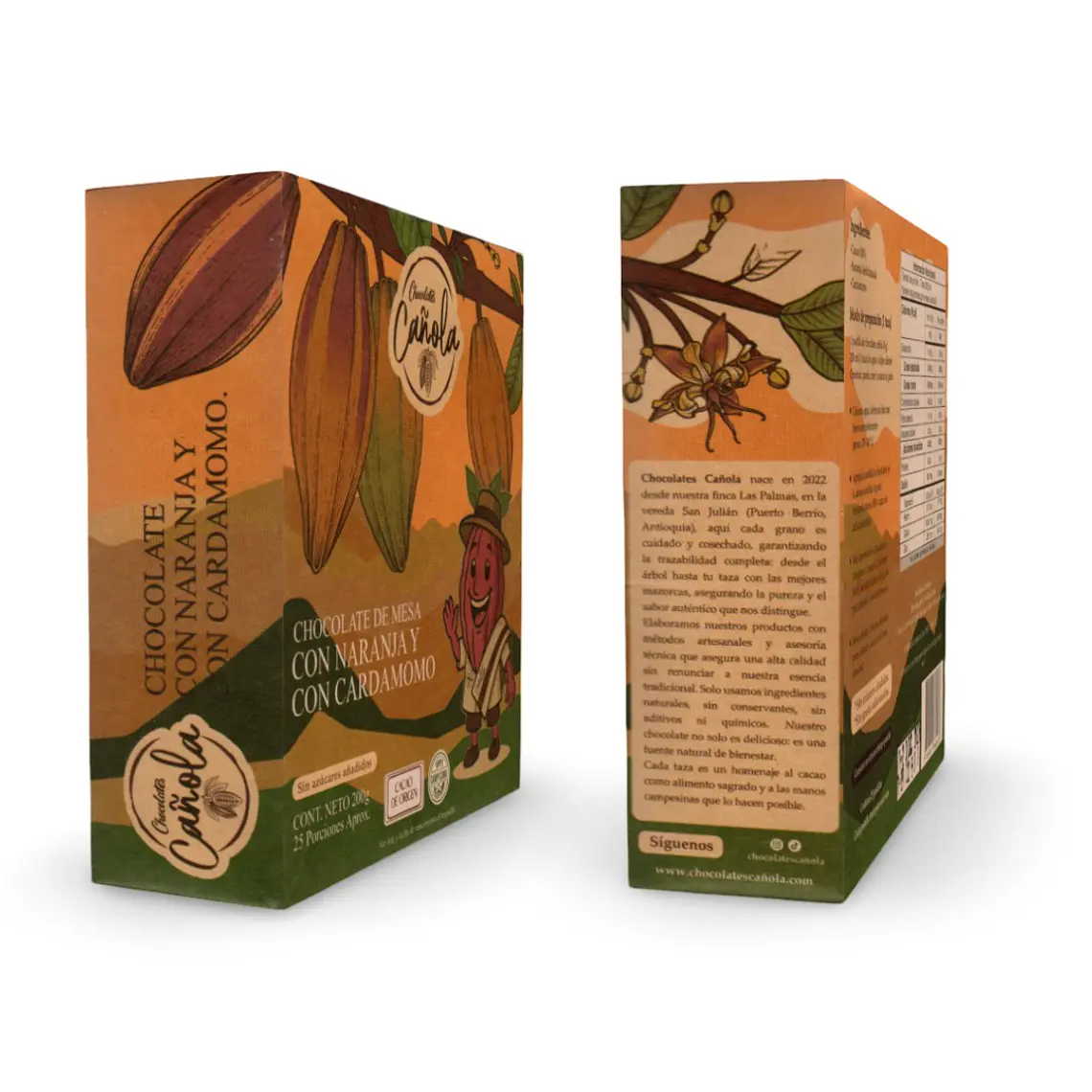 Chocolate de Mesa con Naranja y Cardamomo 200 g | Cañola | Colombia 1