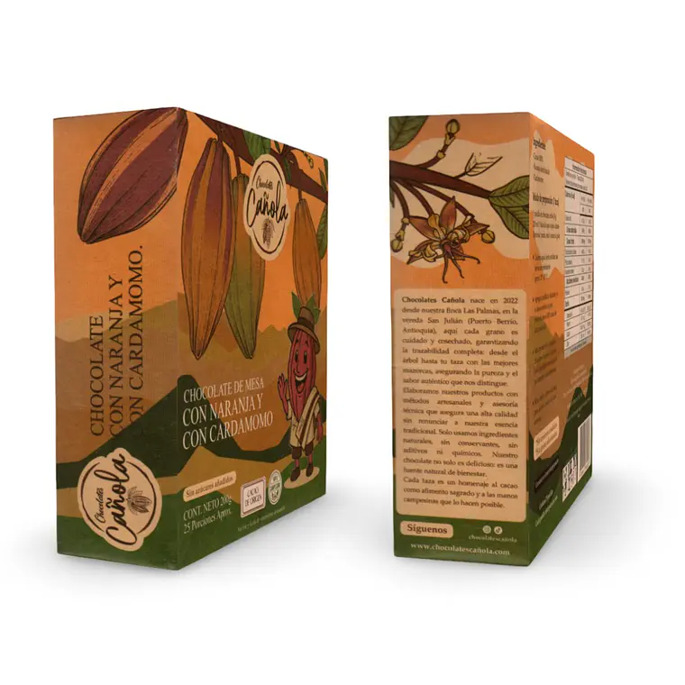 Chocolate de Mesa con Naranja y Cardamomo 200 g | Cañola | Colombia 1
