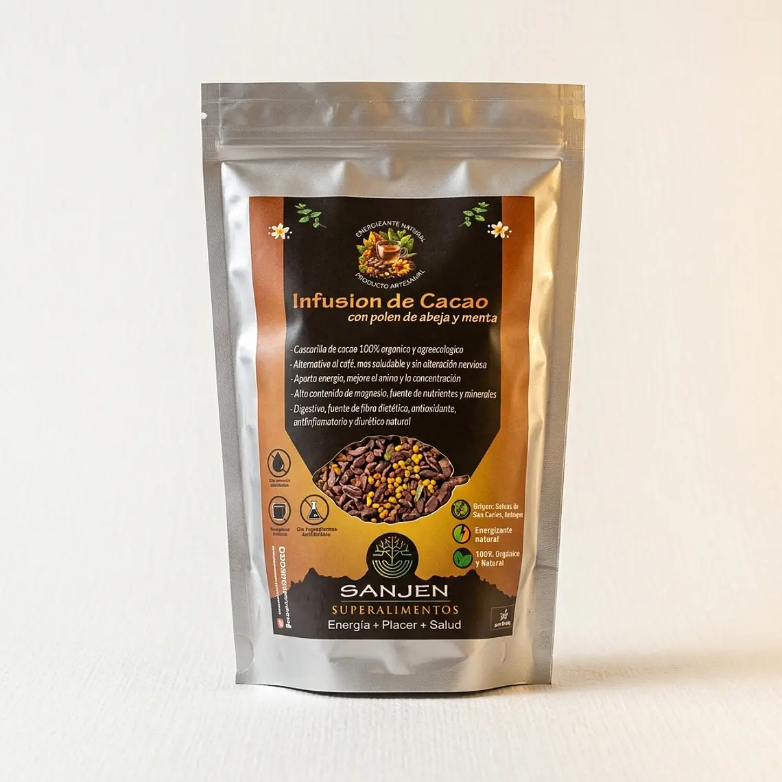 Infusión de cacao, polen y menta 1