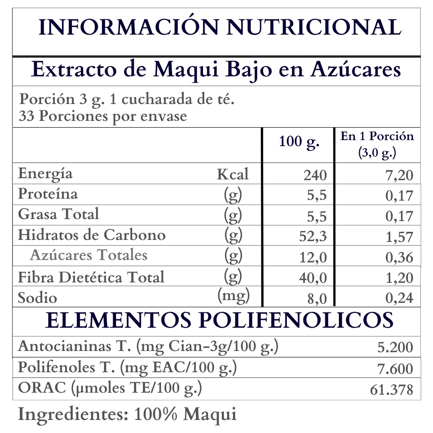 Polvo Premium de Maqui 100 gr 3