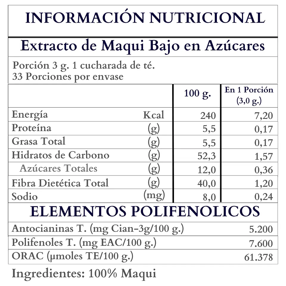 Polvo Premium de Maqui 100 gr 3