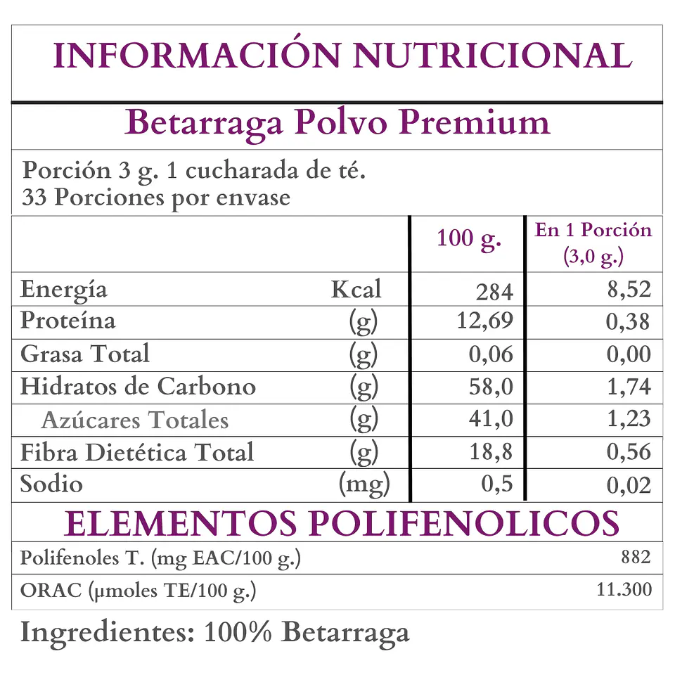 Polvo Premium de Betarraga 100 gr 3