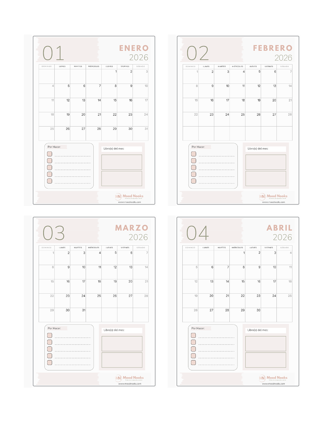 Diario de Lectura Mood Nooks – edición Imprimible/ digital 3