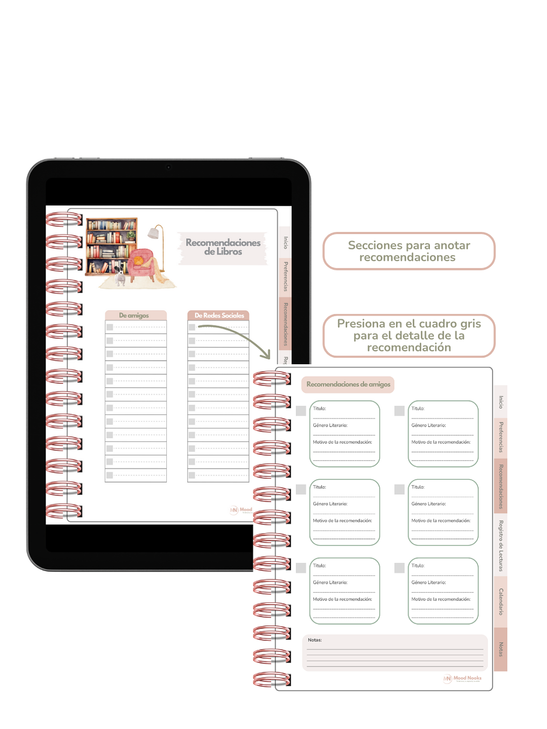 Diario de Lecturas & Agenda 2026 Interactivo. Mood Nooks  4