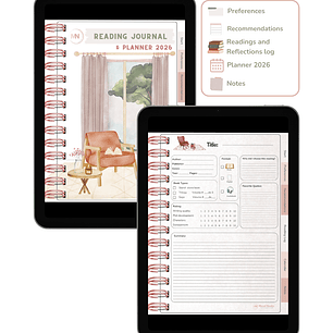 Interactive Reading Journal & 2026 Planner. Mood Nooks - English