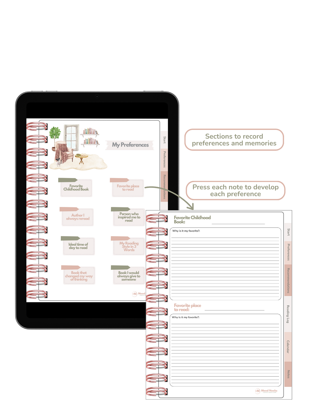 Interactive Reading Journal & 2026 Planner. Mood Nooks - English 3