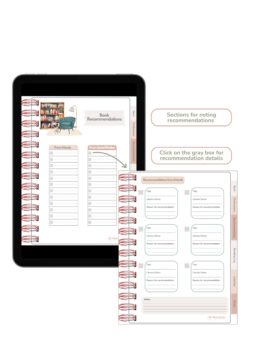 Interactive Reading Journal & 2026 Planner. Mood Nooks - English 4