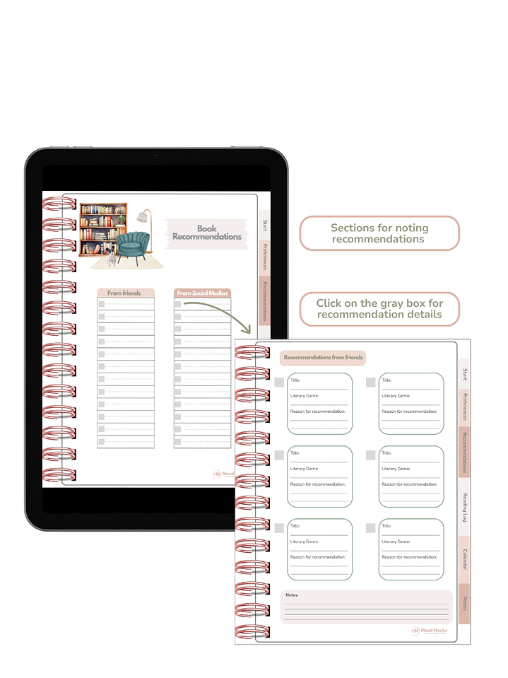Interactive Reading Journal & 2026 Planner. Mood Nooks - English 4