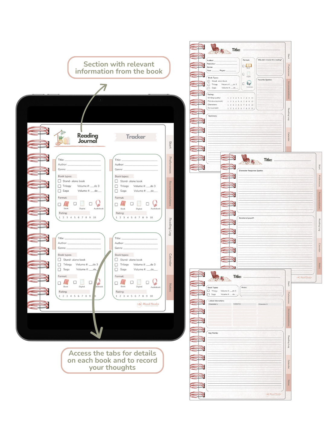 Interactive Reading Journal & 2026 Planner. Mood Nooks - English 5