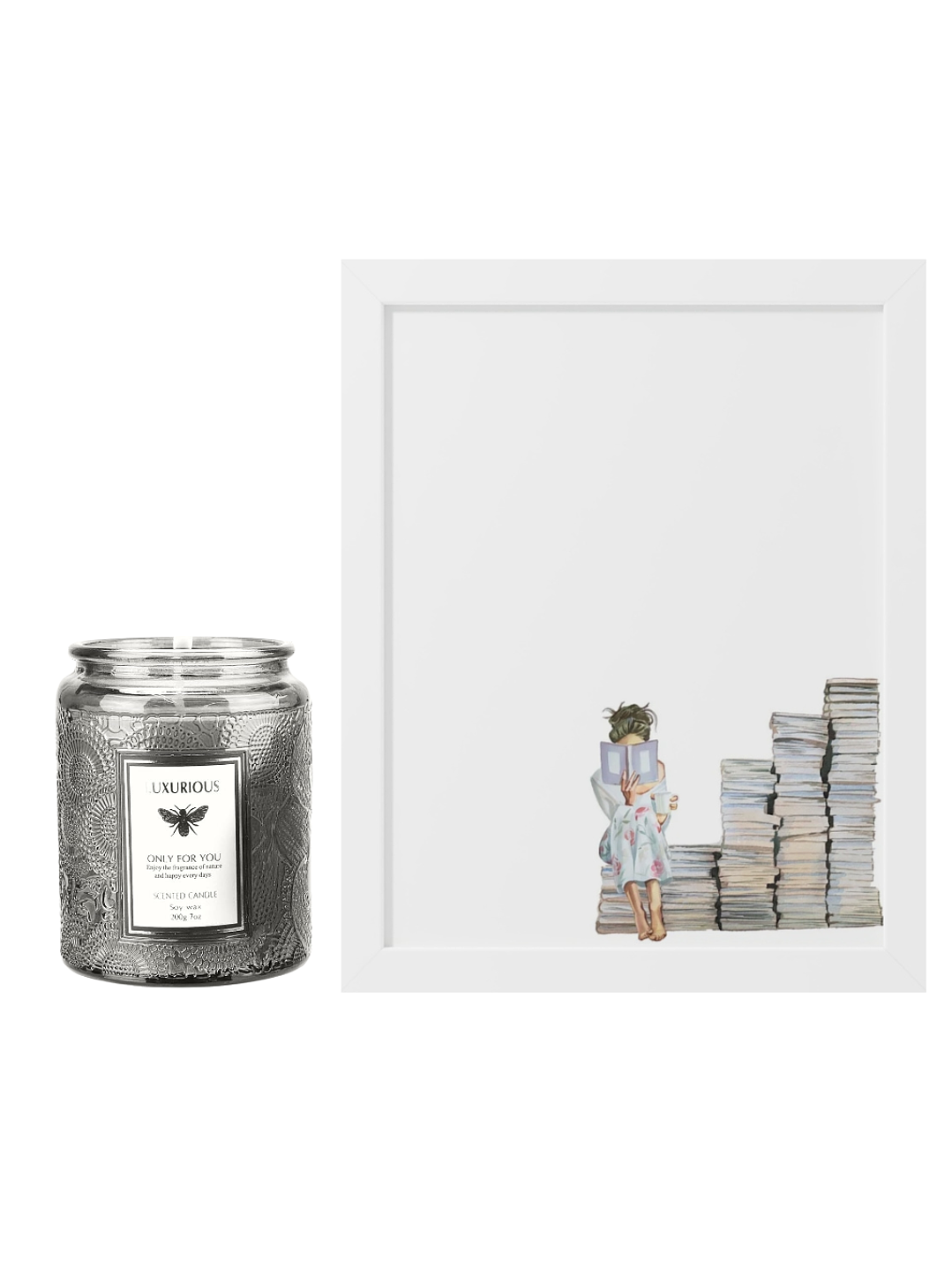 Set Esencia Mood: Cuadro Mis Pendientes + Vela aromática Misty Forest 1