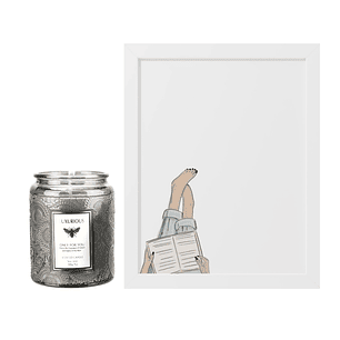 Set Esencia Mood: Cuadro Mi Lectura + Vela aromática Misty Forest