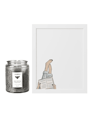 Set Esencia Mood: Cuadro Mi Lectura + Vela aromática Misty Forest