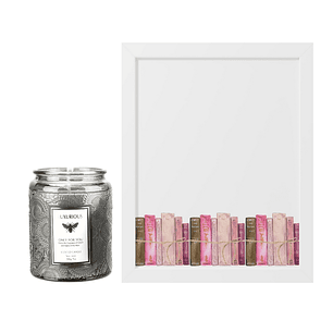 Set Esencia Mood: Cuadro Colección de Libros + Vela aromática Misty Forest