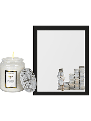 Set Esencia Mood: Cuadro Mis Pendientes + Vela aromática Pear Freesia