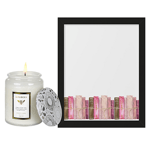 Set Esencia Mood: Cuadro Colección de Libros + Vela aromática Pear Freesia