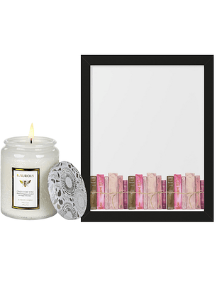 Set Esencia Mood: Cuadro Colección de Libros + Vela aromática Pear Freesia