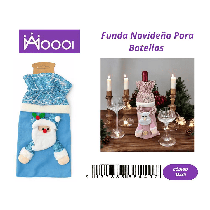 Funda Navideña para Botellas Santa Azul 1