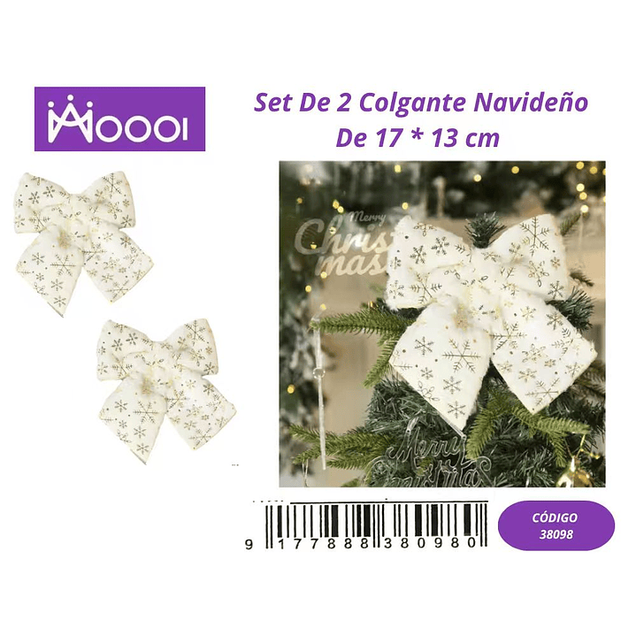 Set de 2 Lazos Colgante Navideños de 17*13cm 1