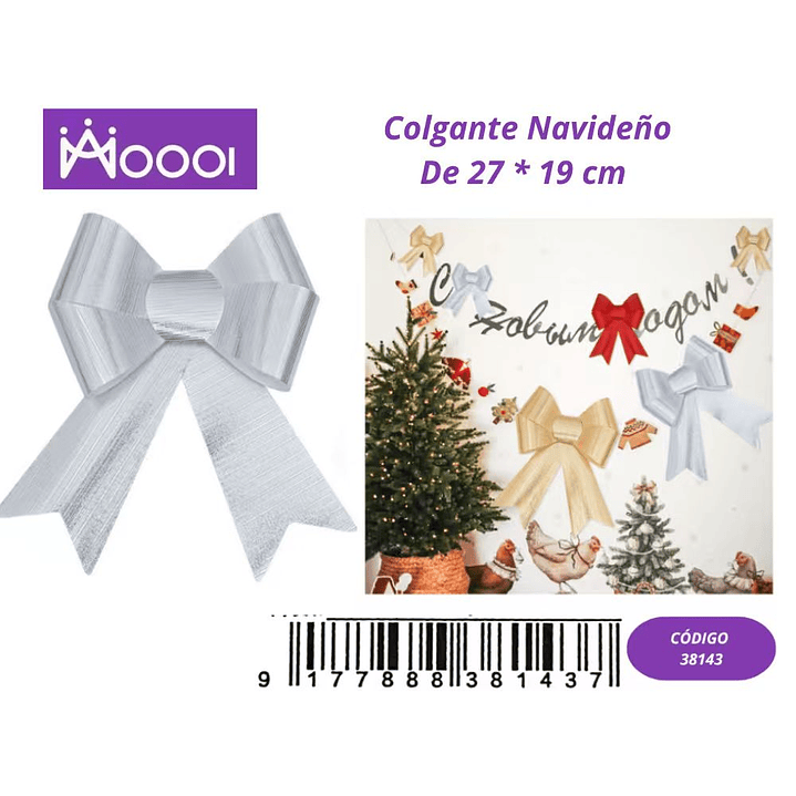 Lazo plateado Colgante Navideño de 27*19cm 1