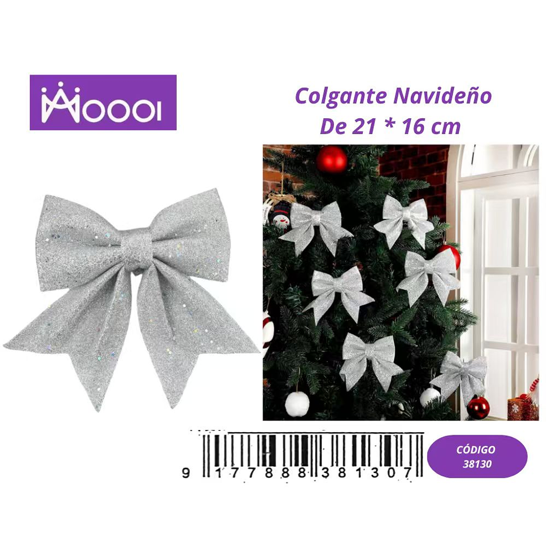Lazo Plateado Colgante Navideño 21*16cm 1