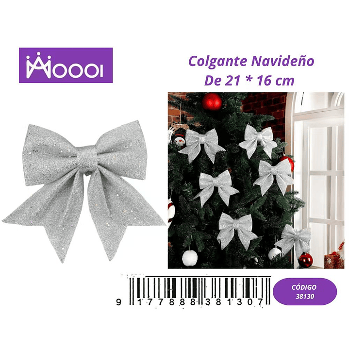 Lazo Plateado Colgante Navideño 21*16cm 1