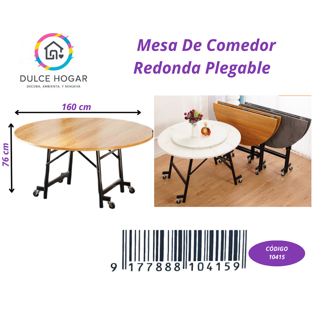 Mesa de comedor plegable redonda color Madera 76*160cm 1