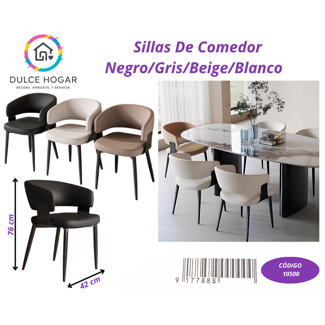 Silla de comedor disponibles en 4 colores, cuero sintético de 76*42cm 1
