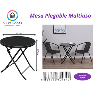 Mesa Plegable redonda multiuso negra de 60*77cm