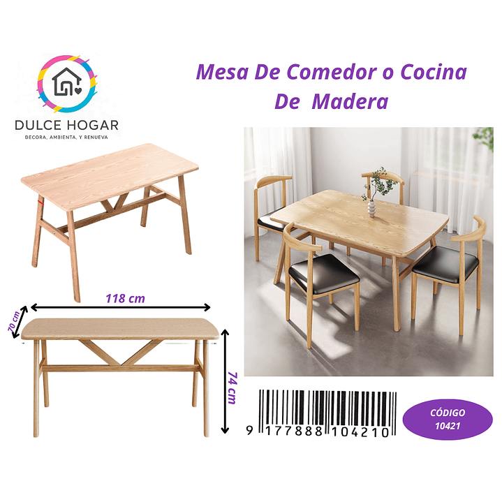Mesa de comedor de madera 118*70*74cm 1