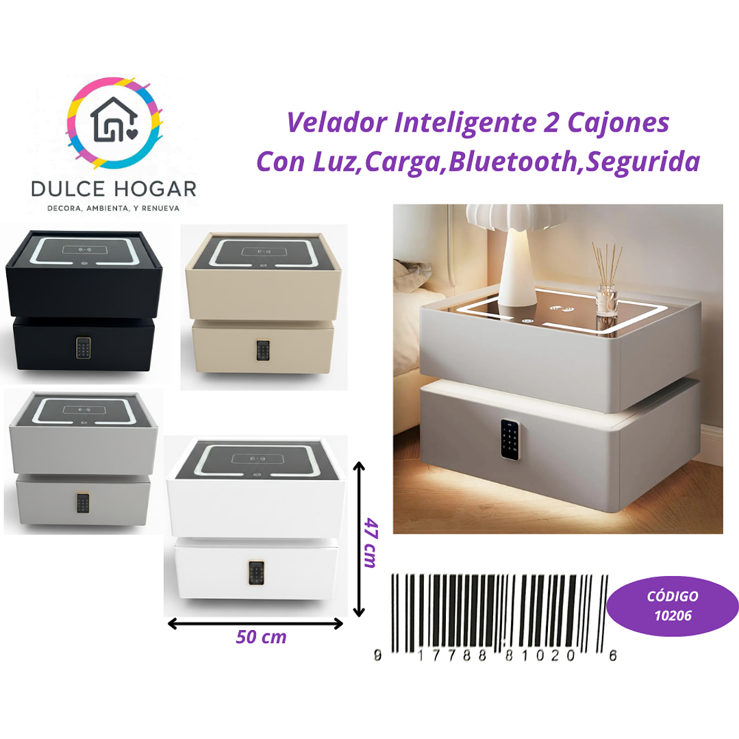 Velador Inteligente de 2 cajones 4 colores disponibles de 47*50cm 1