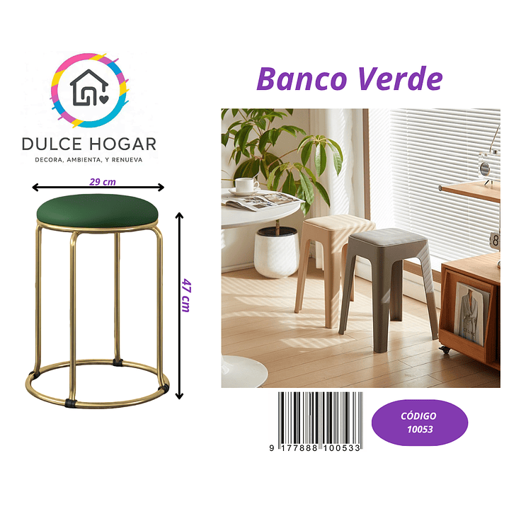 Banco, Piso metálico verde de 47*29cm 1