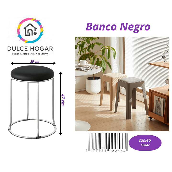 Banco, Piso metálico negro de 47*29cm 1