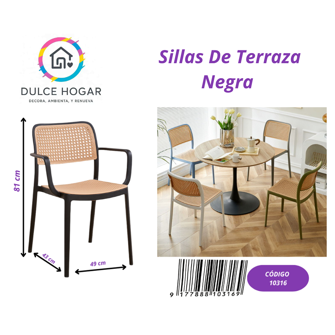 Silla de Terraza Negra/beige de 81*41*49cm 1