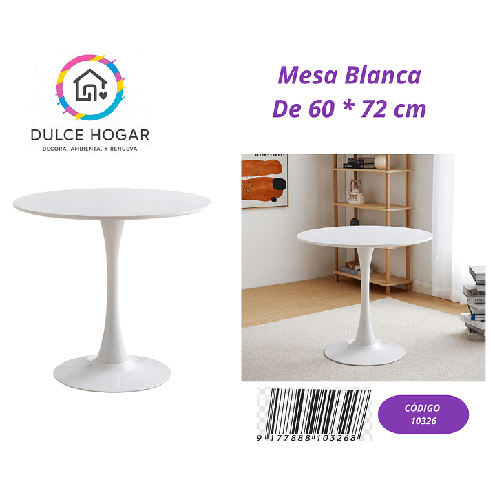 Mesa auxiliar blanca de 60*72cm 1