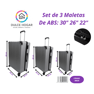 Set de 3 maletas GRIS de material ABS de 30