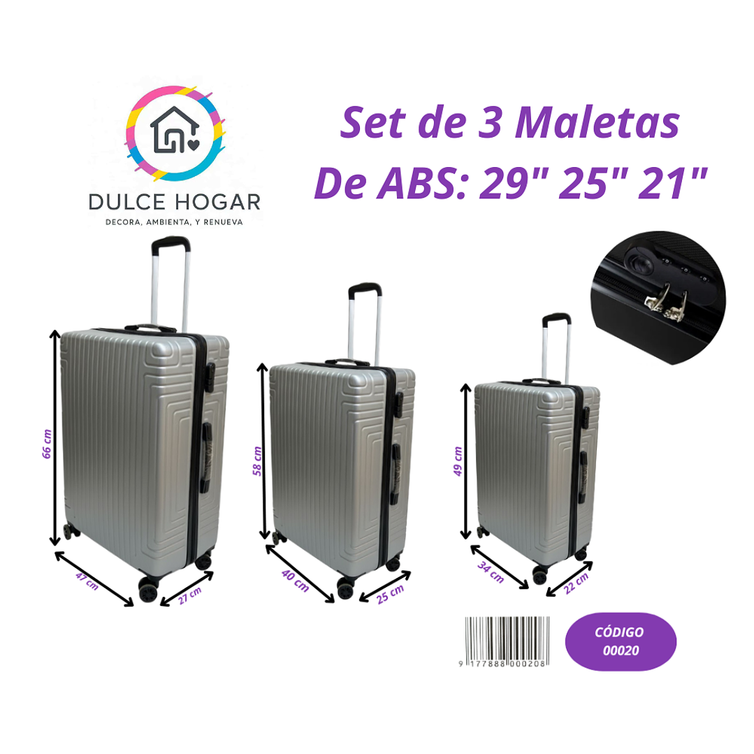 Set de 3 maletas GRIS de material ABS de 29
