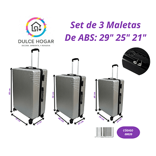 Set de 3 maletas GRIS de material ABS de 29