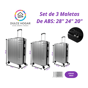 Set de 3 maletas GRIS de material ABS de 28