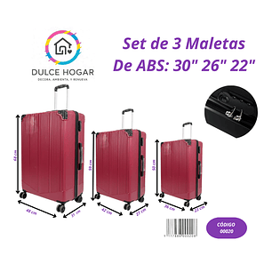 Set de 3 maletas rojas de material ABS de 30
