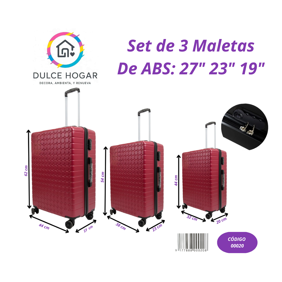 Set de 3 maletas rojas de material ABS de 27