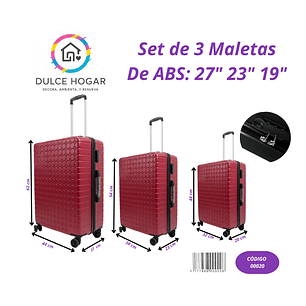 Set de 3 maletas rojas de material ABS de 27