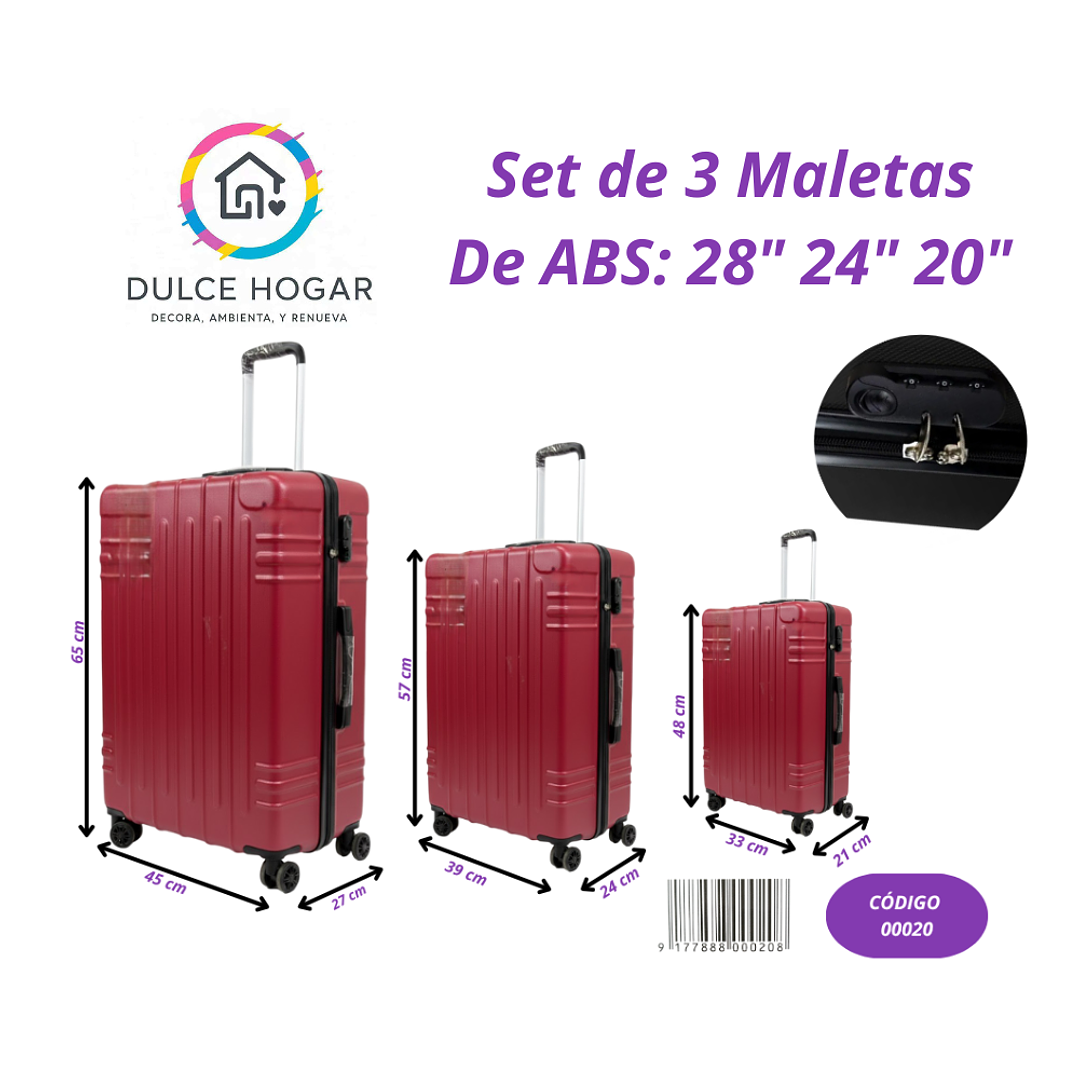 Set de 3 maletas rojas de material ABS de 27