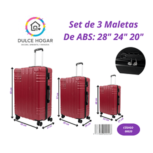 Set de 3 maletas rojas de material ABS de 27