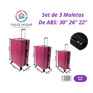 Set de 3 maletas fucsia de material ABS de 30