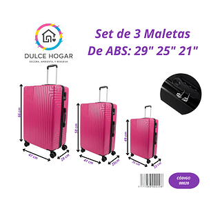Set de 3 maletas fucsia de material ABS de 29