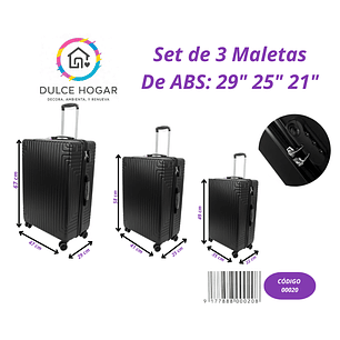 Set de 3 maletas negras de material ABS de 29