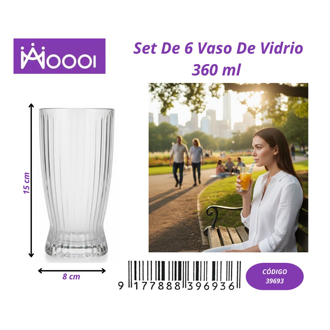 Set de 6 vaso de vidrio 360 ml  1