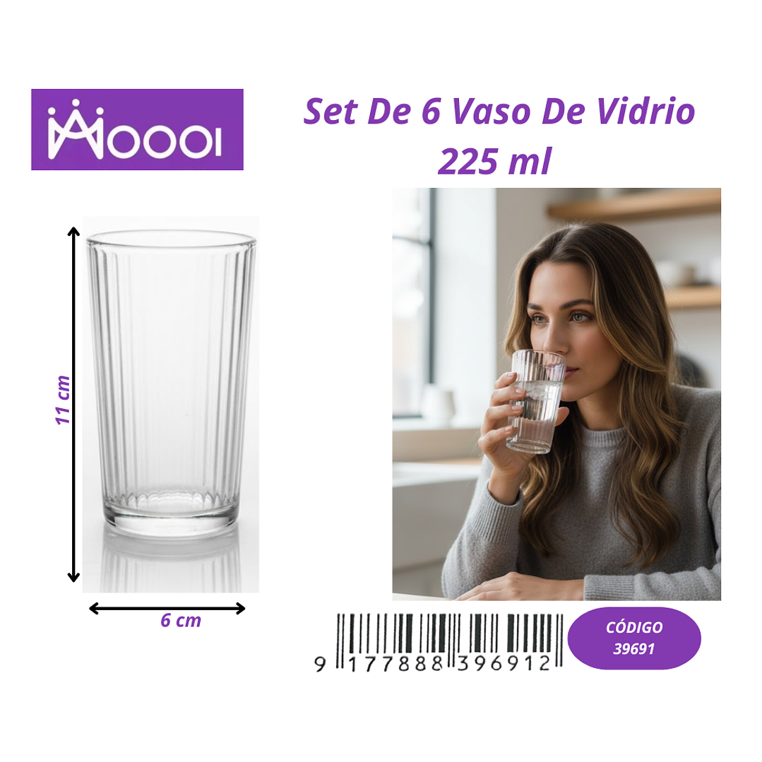 Set de 6 vaso de vidrio 225 ml  1